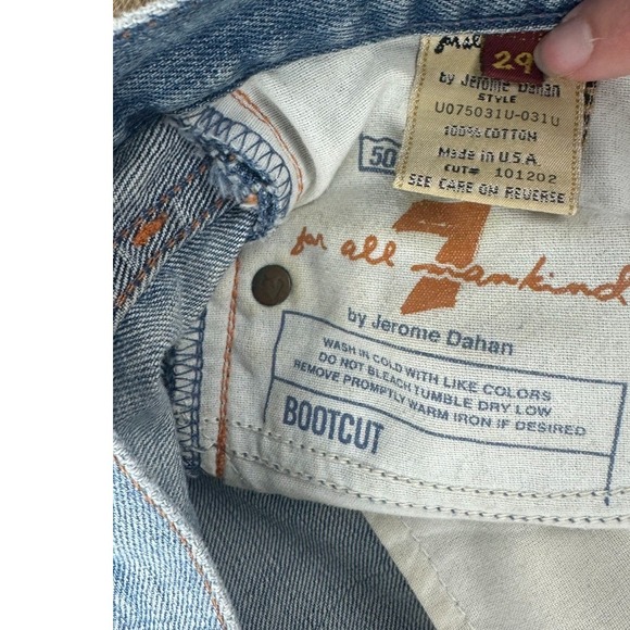 7‎ For All Mankind Lowrise Bootcut Jeans Distressed 29 100% cotton USA - Picture 2 of 7